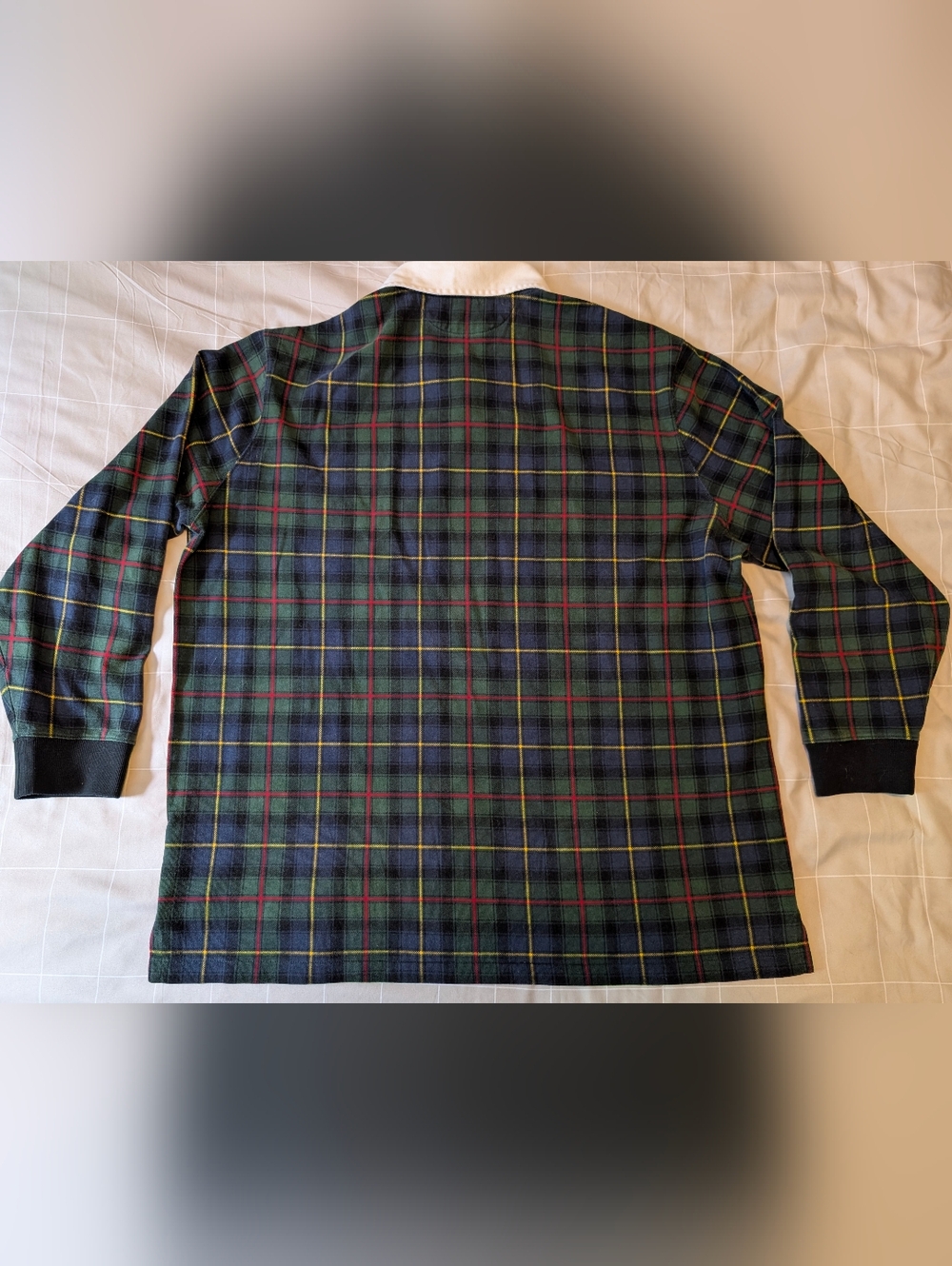 Polo Ralph Lauren Green Navy Tartan Plaid Rugby Shirt XXL - Picture 2 of 4